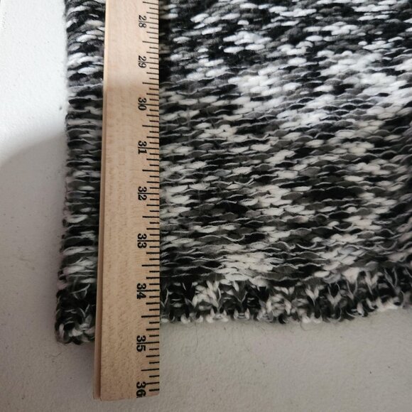 New Directions Cardigan Hooded Fringe Open Front Sweater XL Black White - Picture 9 of 14